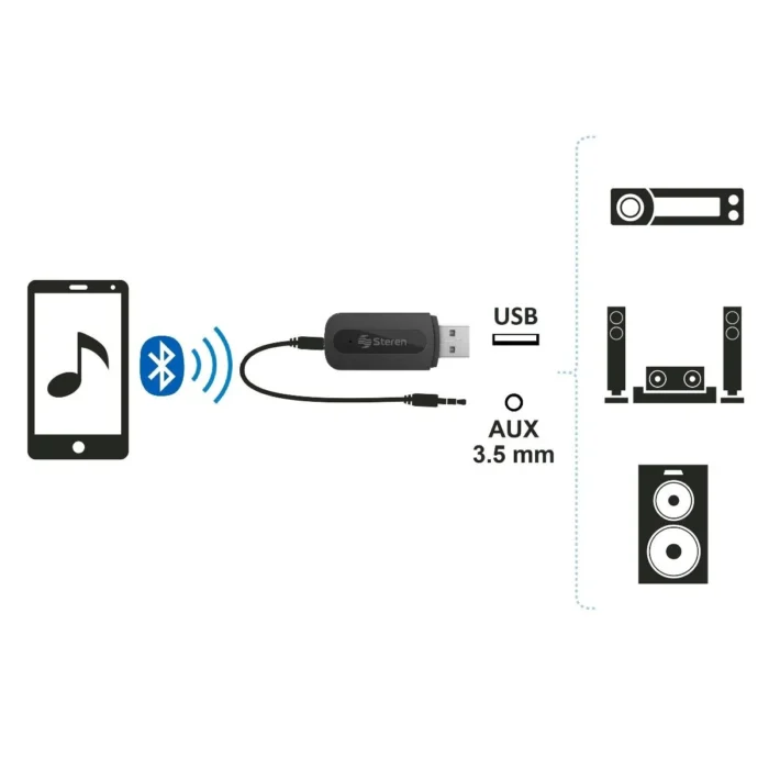 Adaptador Bluetooh Steren COM-206, USB, Negro, 10m de alcance