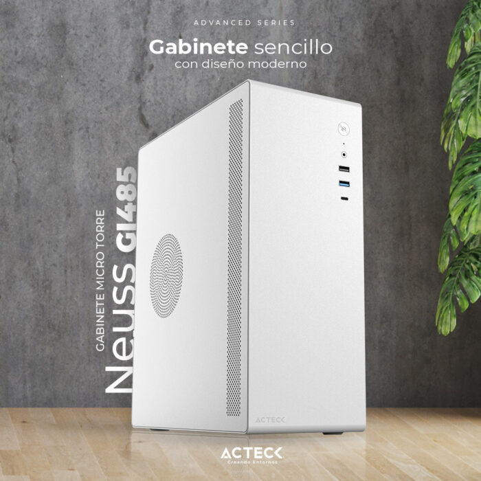 Gabinete Para Computadora Acteck Neuss Gi485 Micro Atx, Incluye Fuente 450w, Usb: 2x Usb/1x Usb C, Blanco, (AC-935159)