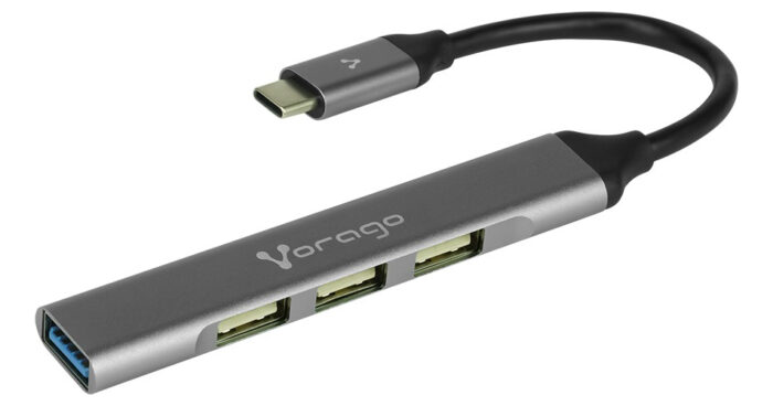 Hub Vorago HU-200 Tipo C a USB, 1x USB 3.0, 3x USB 2.0, Color Plata