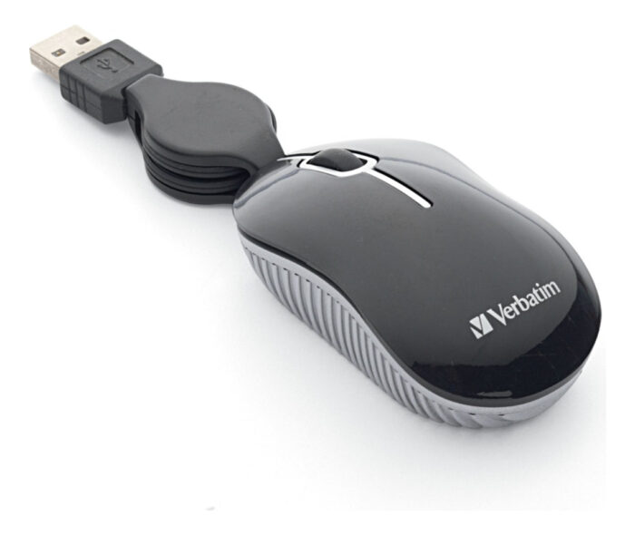 MOUSE MINI VERBATIM OPTICO, CABLE RETRACTIL, USB 2.0, COLOR NEGRO 1705-494