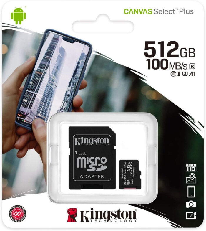 Memoria Micro SD Kingston Canvas Select Plus 512GB SDXC, V30, A1