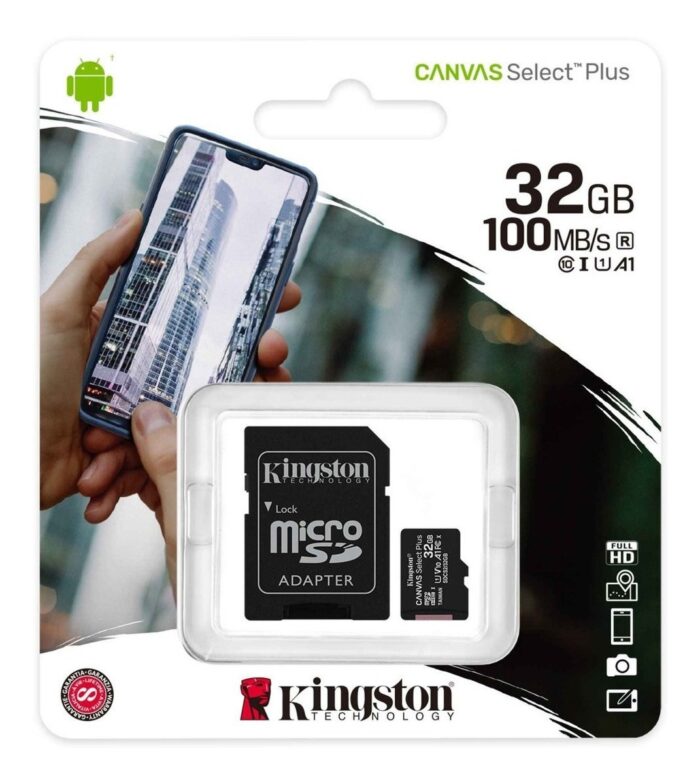 Memoria Micro sdhc Kingston Canvas Select Plus 32gb, Incluye Adaptador Sd, (SDCS2/32GB)