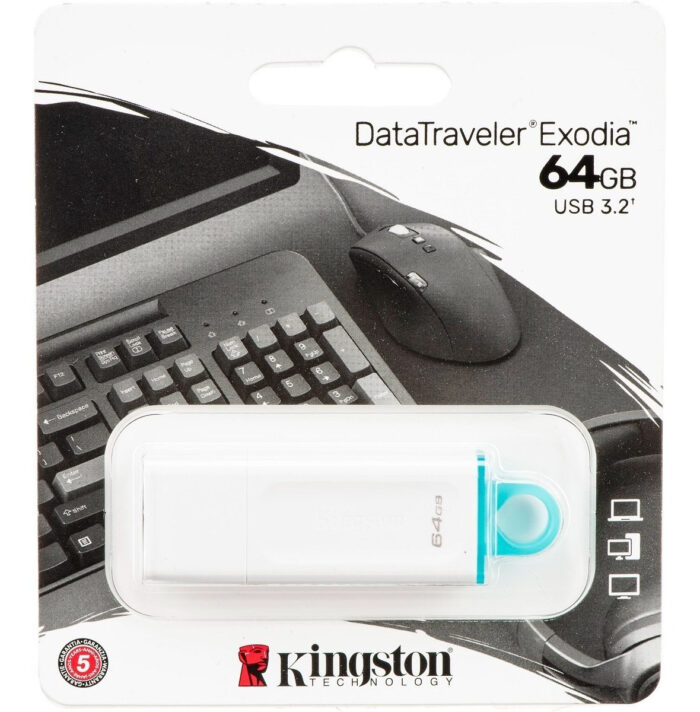 Memoria Usb Kingston 64gb Exodia, Blanco/azul, (KC-U2G64-5R)