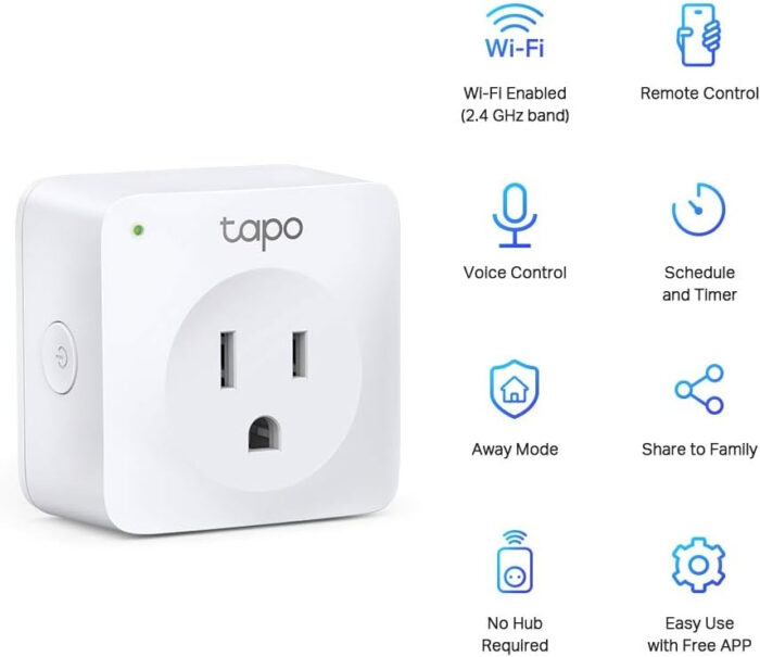 Mini Socket Smart Tp-link Tapo P100, Wifi, 1 Conector, 10a, Blanco, Compatible Con Alexa y Google Home, (TAPO P100 (1-PACK))