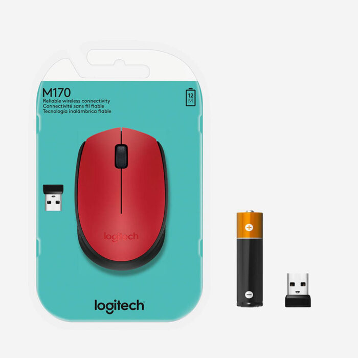 Mouse Optico Inalambrico Logitech M170, Rojo, (910-004941)