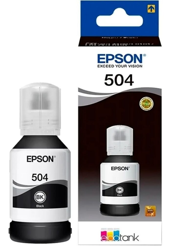 Botella De Tinta Epson 504 Negro 127ml, Para L4150, L4160, L6161, L6171 Original, (T504120)